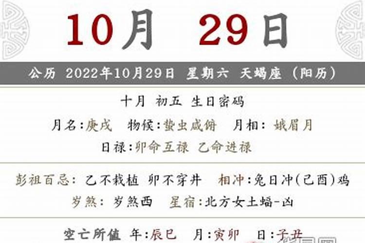 2022年农历十一月五行属什么