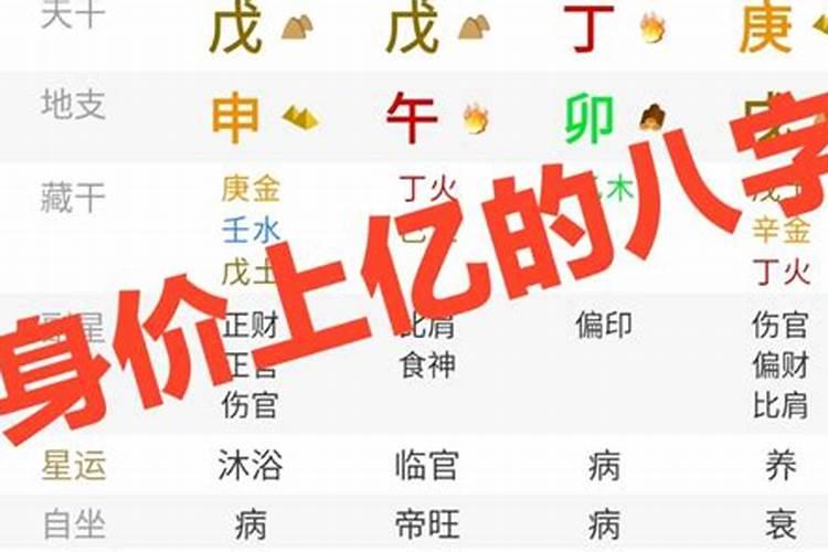 一两个亿身价八字