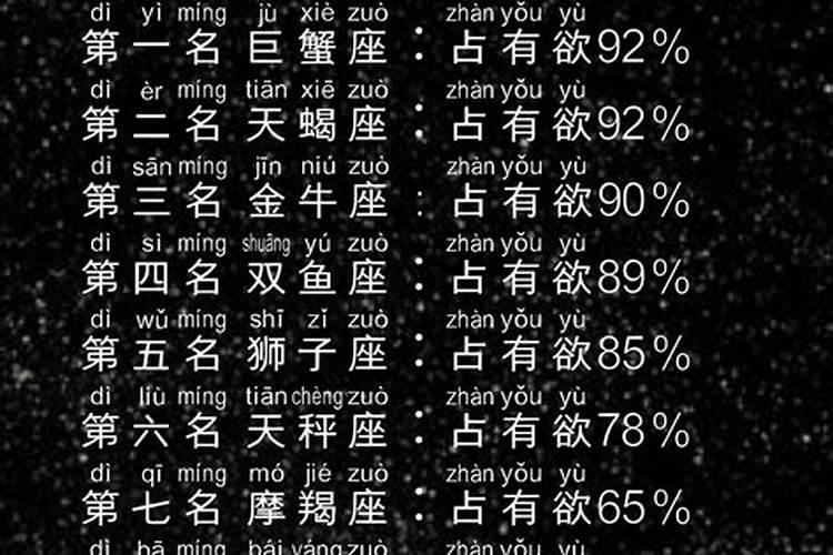 12星座占有欲指数排名