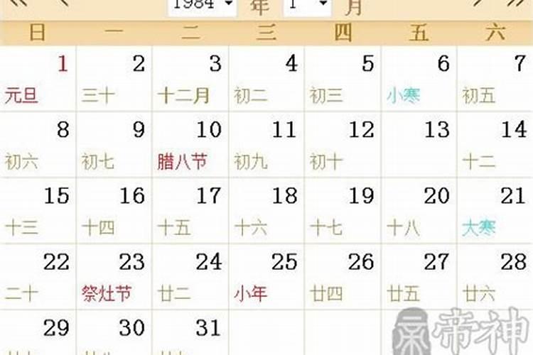 阳历1984年1月20日是什么星座