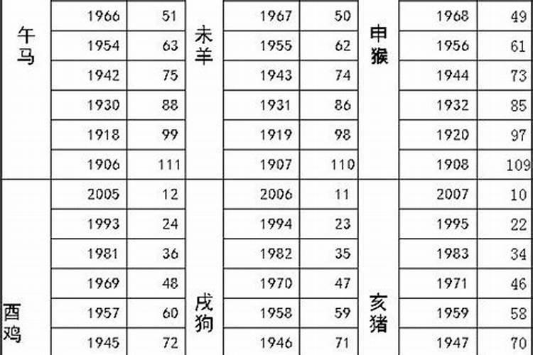 年龄代表什么生肖和数字？