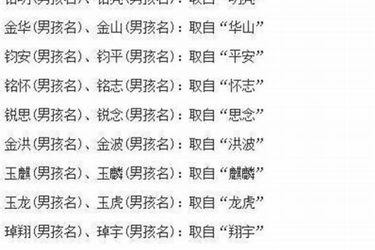 五行属金字最旺的名字大全